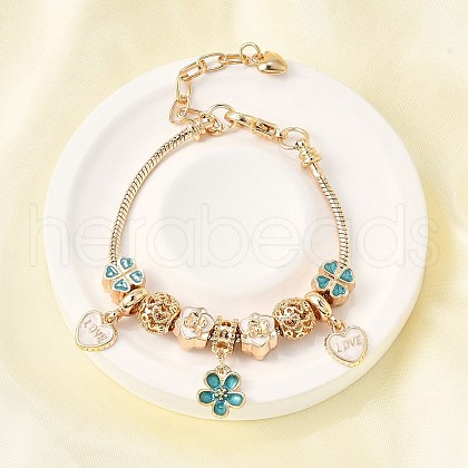 Alloy Enamel European Beads Charm Bracelets BJEW-F495-02G-1