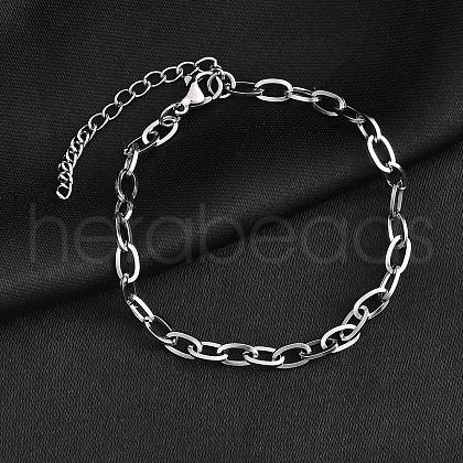 Non-Tarnish 304 Stainless Steel Cable Chain Bracelet for Men Women BJEW-E031-05C-P-1