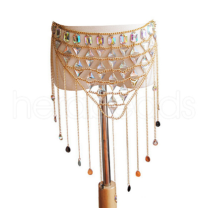 Clear AB Acrylic & Alloy Tassel Sexy Skirt Jewelry Night Shop Shoulder Body Chains for Women WG261D8-06-1