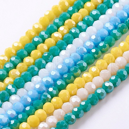 Electroplate Glass Beads Strands EGLA-R018-4mm-M-1