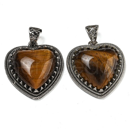 Natural Tiger Eye Pendants G-A095-01AS-07-1