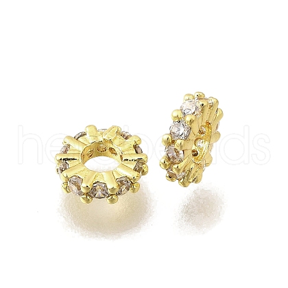 Brass Micro Pave Clear Cubic Zirconia Beads KK-K300-02B-G-1