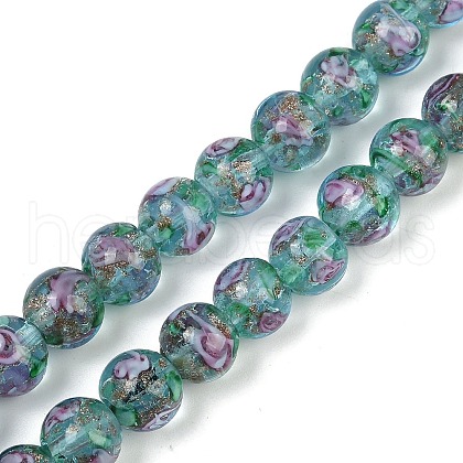 Handmade Glod Sand Lampwork Beads Strands LAMP-B028-03G-10mm-1