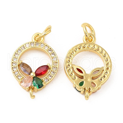 Rack Plating Brass Pave Cubic Zirconia Pendants KK-Z026-04G-1