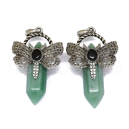 Natural Green Aventurine Faceted Pointed Bullet Big Pendants G-Q165-01AS-06-1