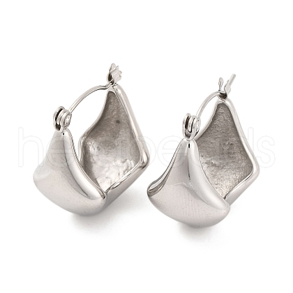 Non-Tarnish 304 Stainless Steel Geometric Basket Bag Design Hoop Earrings for Women EJEW-Z057-06P-1