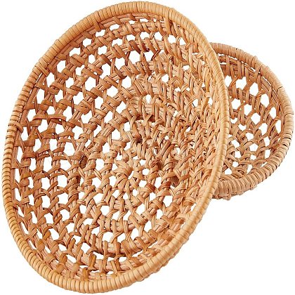 Bamboo Rattan Tray Bread Storage Basket AJEW-GA0002-15-1
