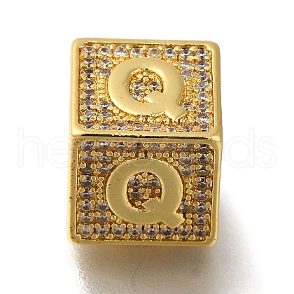 Brass Cubic Zirconia Beads KK-Q818-01Q-G-1