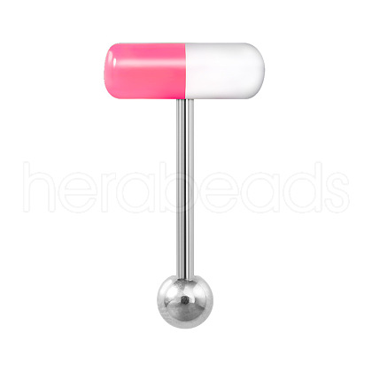Capsule 304 Stainless Steel & Acrylic Straight Barbell 15 Gauge Piercing Tongue Rings for Women Men WG1AE5D-06-1