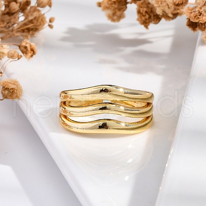 Rack Plating Brass Cuff Cubic Finger Rings for Women RJEW-M028-24G-1