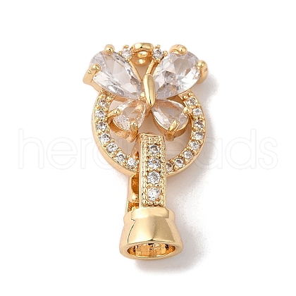 Brass Micro Pave Cubic Zirconia Fold Over Clasps KK-B098-06G-01-1