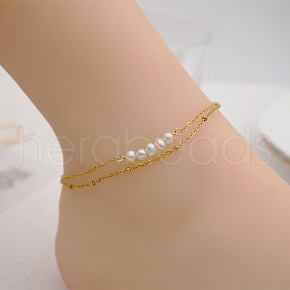 Golden Double Layer Stainless Steel Anklet GK1542-2-1