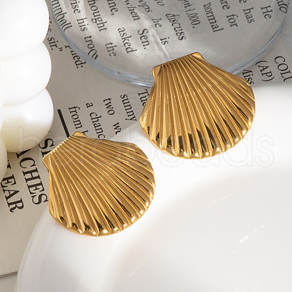 Fashionable Stainless Steel Shell Shape Stud Earrings IU5678-1-1