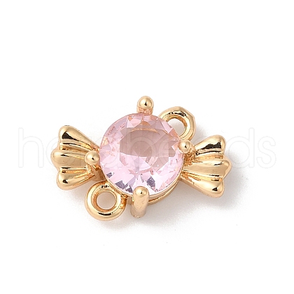 Brass Pave Glass Connector Charms KK-C062-039G-02-1