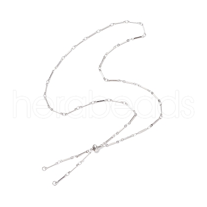 304 Stainless Steel Flat Bar Link Chain Necklace Making AJEW-JB01348-02-1