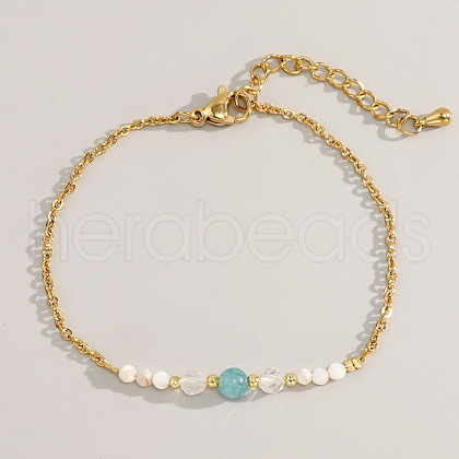 Bohemian Style Natrual Aquamarine Beads Link Bracelets NZ3920-8-1