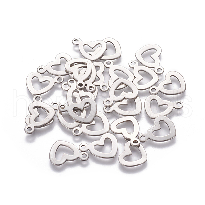 Non-Tarnish 304 Stainless Steel Open Heart Charms X-STAS-L234-087P-1