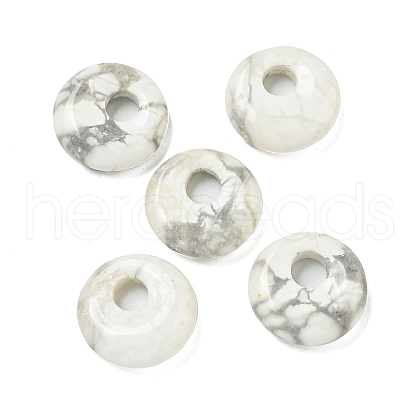 Natural Howlite Donut/Pi Disc Charms G-G142-02N-1