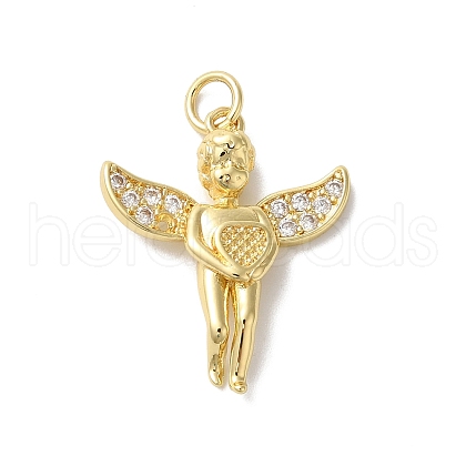 Rack Plating Brass Micro Pave Clear Cubic Zirconia Pendants KK-G504-13G-1