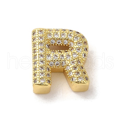 Brass Micro Pave Clear Cubic Zirconia Charms ZIRC-C009-01G-R-1