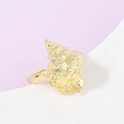 Ocean Theme Brass Cuff Rings RJEW-C135-01G-09-1