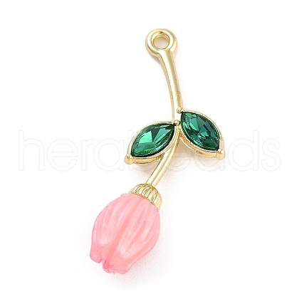 Alloy Resin Flower Pendants PALLOY-U003-06G-02-1