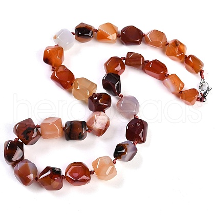 Red Agate Nuggets Beaded Necklaces for Women Men NJEW-K388-01B-1