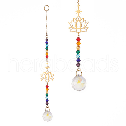 AB Color Teardrop Glass Suncatchers HJEW-JM00843-1