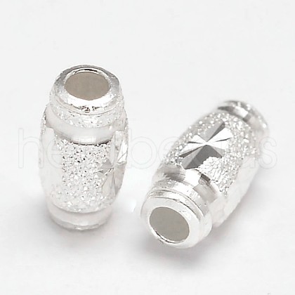Fancy Cut Textured 925 Sterling Silver Oval Beads STER-F012-18-1