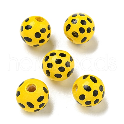 Printed Wood European Beads WOOD-G022-18I-1
