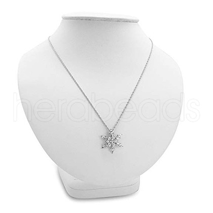 Alloy Pave Cubic Zirconia Christmas Snowflake Pendants Necklaces for Women FS-WG170D7-02-1
