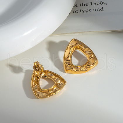 Stainless Steel Hammered Textured Stud Earrings GJ5833-1-1