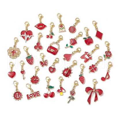 Valentine's Day Alloy Enamel Pendant Decorations HJEW-JM02938-03-1