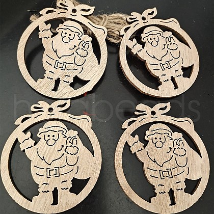 Unfinished Wood Pendant Decorations XMAS-PW0001-170-14-1