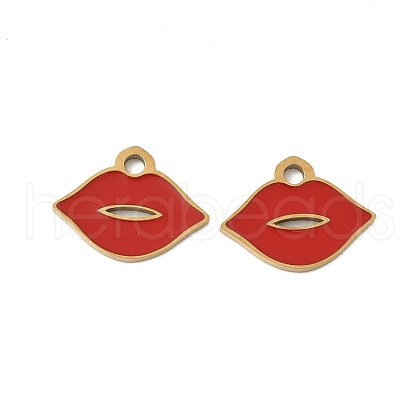 304 Stainless Steel Enamel Charms STAS-V015-43G-1