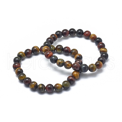 Natural Tiger Eye Bead Stretch Bracelets BJEW-K212-A-005-1