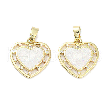 Brass Micro Pave Clear Cubic Zirconia Pendants KK-L213-012G-1