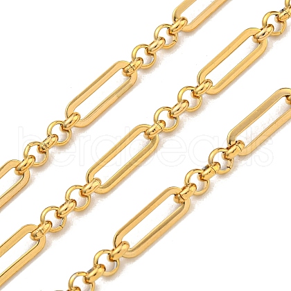 10M Ion Plating(IP) 304 Stainless Steel Oval & Round Ring Link Chains CHS-G034-03G-1