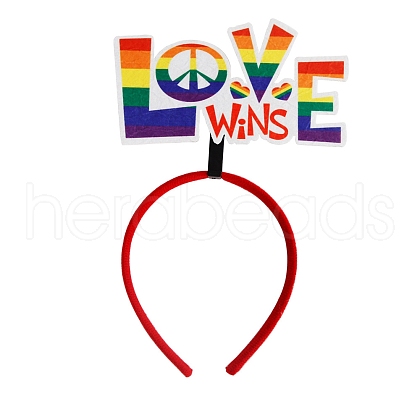 Pride Rainbow Word Love Wins Plastic & Non-woven Fabrics Hair Band RABO-PW0001-144D-1
