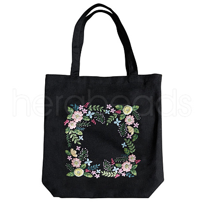 DIY Flower Frame Pattern Tote Bag Embroidery Kit PW22121377288-1