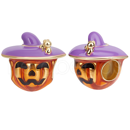 Beebeecraft 6Pcs Halloween Brass Enamel European Beads KK-BBC0015-40-1