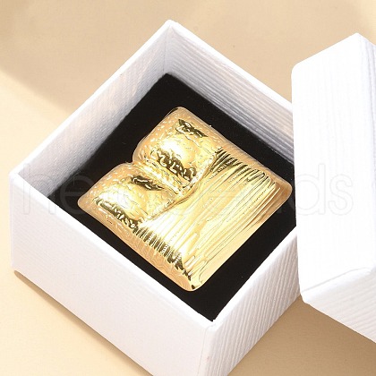 304 Stainless Steel Open Cuff Ring for Women RJEW-B109-06G-01-1
