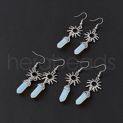 Opalite Bullet with Sun Dangle Earrings EJEW-I276-01P-17-1