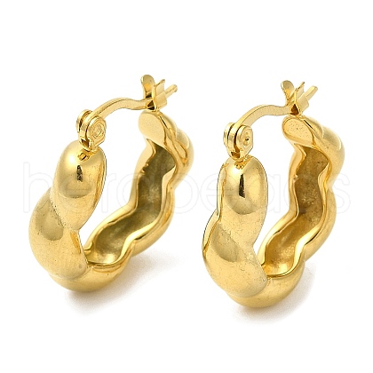 Ion Plating(IP) 304 Stainless Steel Twist Hoop Earrings EJEW-B026-06G-1