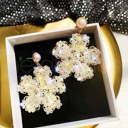 Alloy Acrylic Flower Dangle Stud Earrings FS-WGE0AD6-03-1