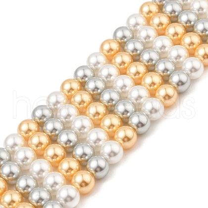 Baking Painted Pearlized Glass Pearl Round Bead Strands PEAR-H019-02C-06-1