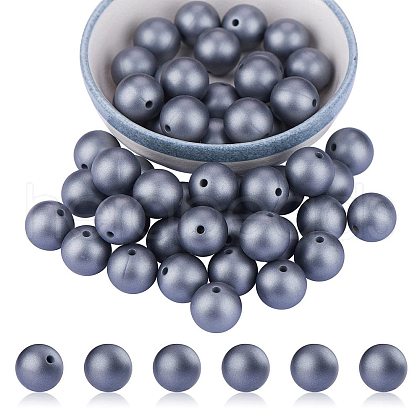 50Pcs Silicone Beads Round Rubber Beads 15MM Loose Spacer Beads for DIY Supplies Jewelry Keychain Making JX474A-1
