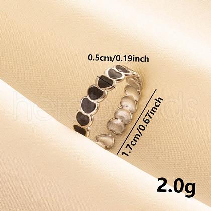 Heart 304 Stainless Steel Enamel Cuff Ring EH9292-1-1