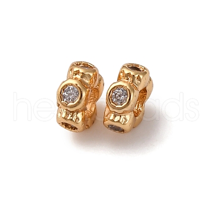 Brass Micro Pave Clear Cubic Zirconia Beads KK-Z112-29G-1