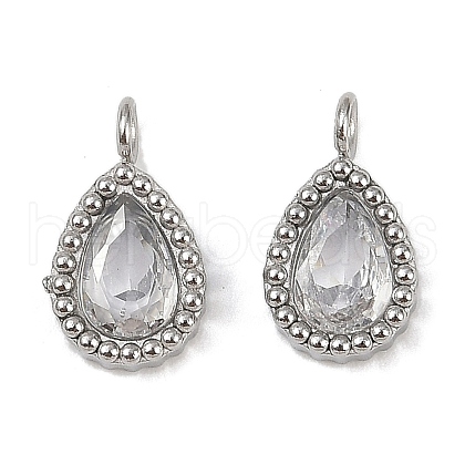 304 Stainless Steel Micro Pave Cubic Zirconia Charms STAS-K302-01C-P-1